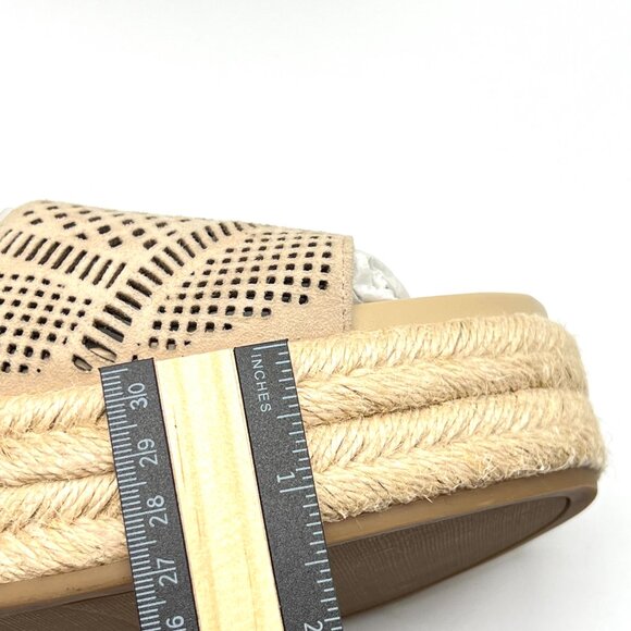 Franco Sarto 10M Tennia Beige Suede Leather Platform Espadrilles Sandals‎ Shoes - Picture 13 of 15
